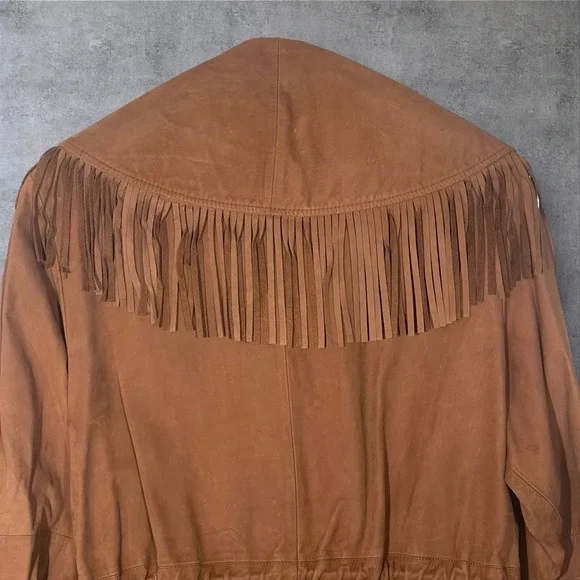 Vintage Laura Winston Leather Fringe Jacket Womens L Southwestern Boho Native - Picture 6 of 11